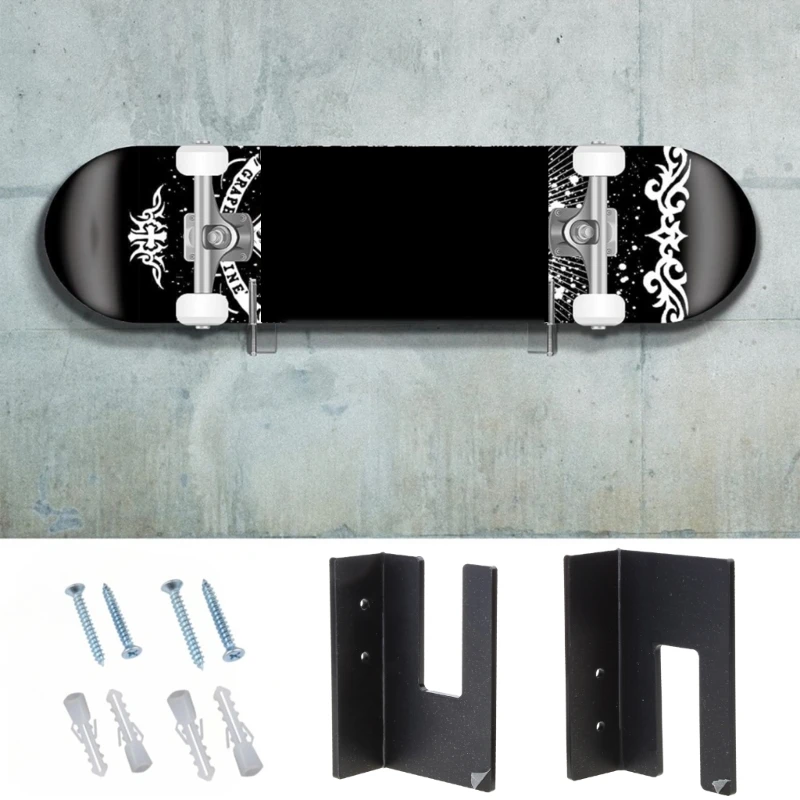 Skateboard Display Rack Wall Stand Fixed Mount Indoor Floating Skateboard Storage No Punching Bracket Quick Installation B03E