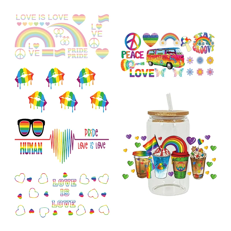 UV DTF Transfer Sticker Autism Pride Bows For The 16oz Libbey Glasses Wraps Bottles Cup Can DIY Waterproof Custom Decals D19519