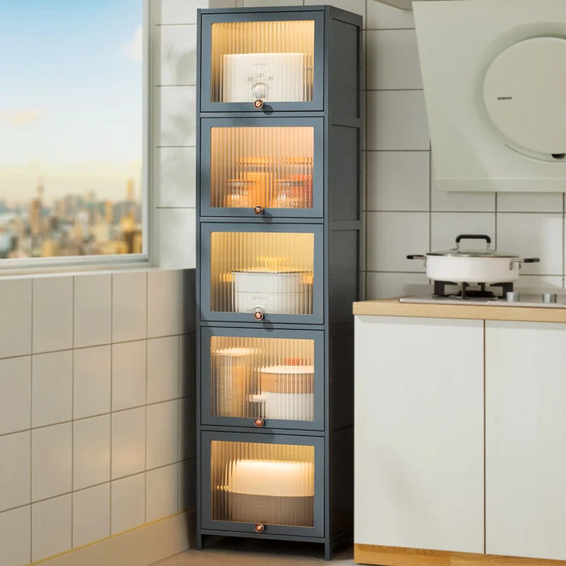 Estante de cocina para el hogar, armario de almacenamiento de varios niveles, con hueco estrecho para el frigorífico