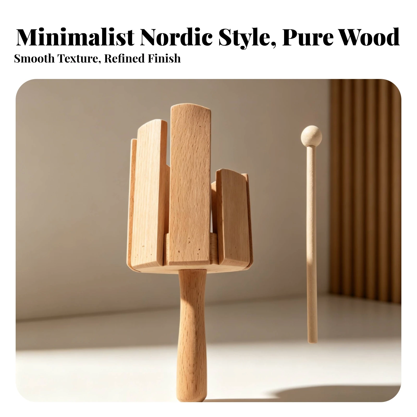 Wood Block Segmented Body Slotted Wooden Percussion Instrument Beech Wood Percussion Instrument Includes Stick