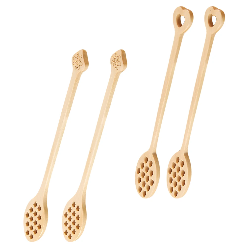 

4pcs Coffee Stirring Spoon Honey Mixing Scoop Practical Tool Viscous Liquid Gifts Safe Use Polished Smooth Surface