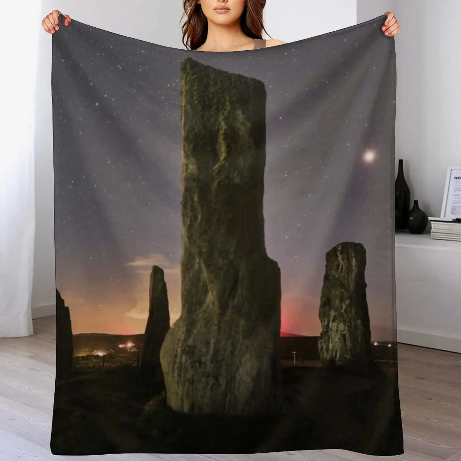 

Callanish, Mars and the Pleiades Throw Blanket Personalized Gift Camping Loose Polar Blankets