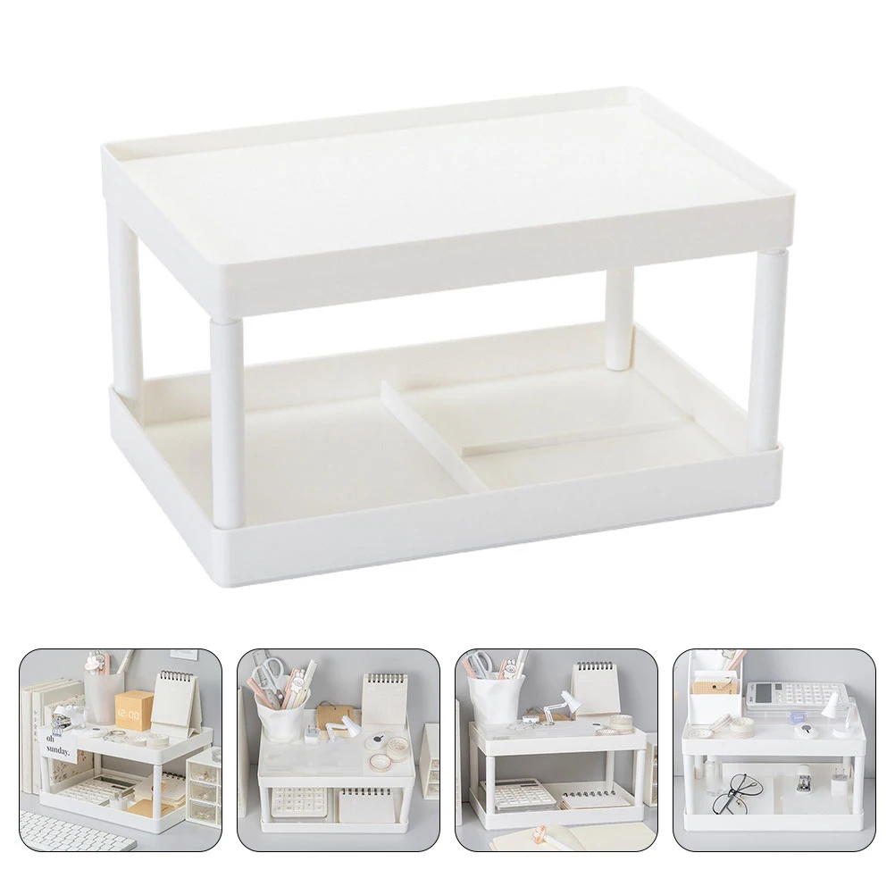 

Double-layer PP Stand Desk Organizer Stationery Shelf Double-Layer Shelf Home Office Compact Practical