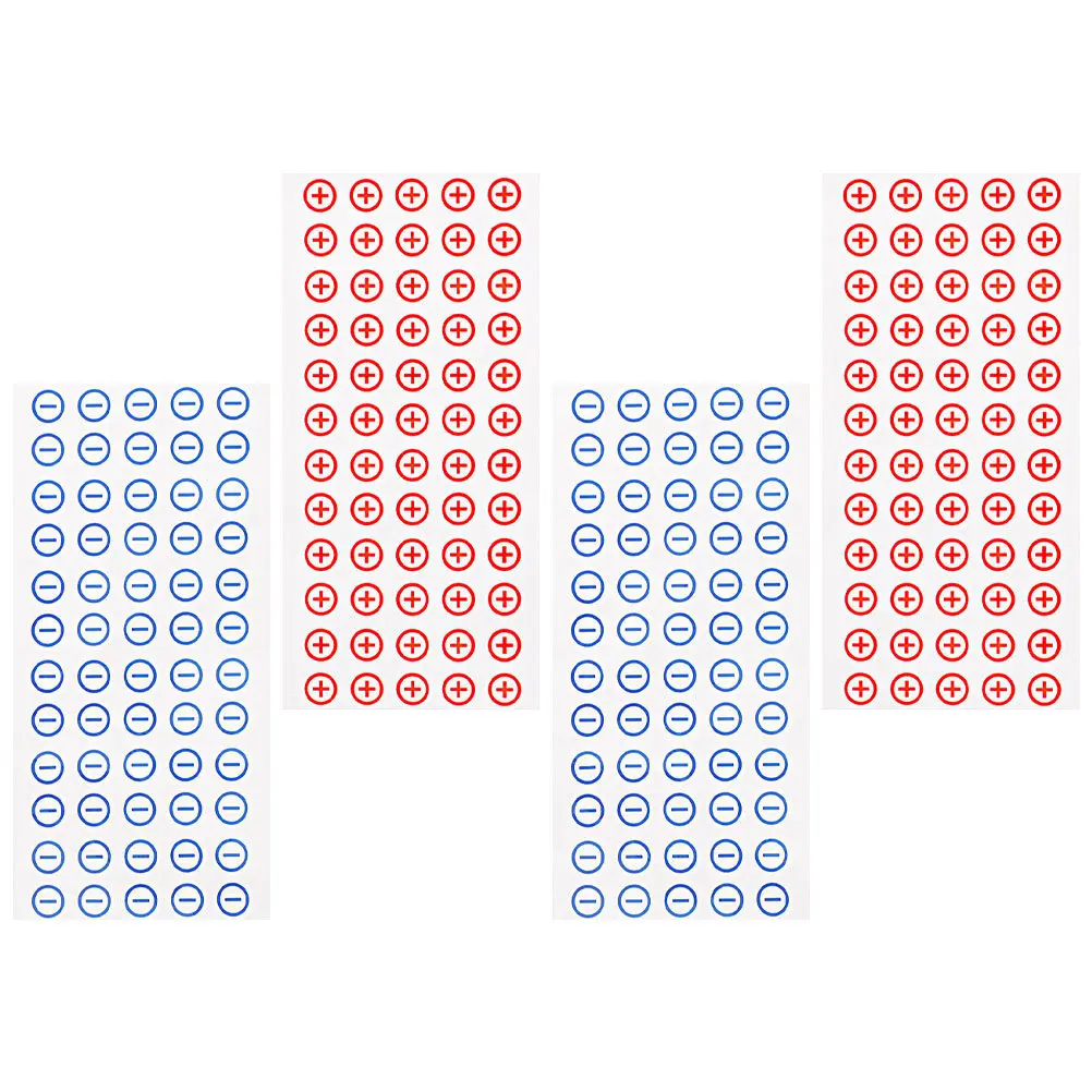 4Sheets 12Mm Red Blue PVC Battery Polarity Labels Self Adhesive Electrical Safety Warning Stickers for Power Distribution