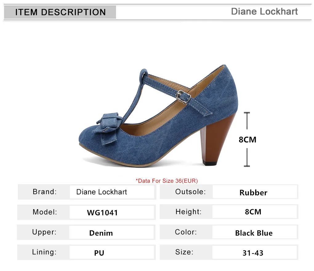 2024 Spring Summer Girls High Heel Shoes Denim Pumps T-Buckle Fashion Women\'s Spike Heels High Heels for Office Party Banquet