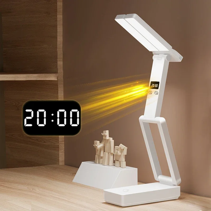 Portable Folding LED Desk Lamp, Bedside Lamp, USB-Rechargeable, Bedroom Night Light, Eye-Protecting Reading Lamp for Dorm Rooms