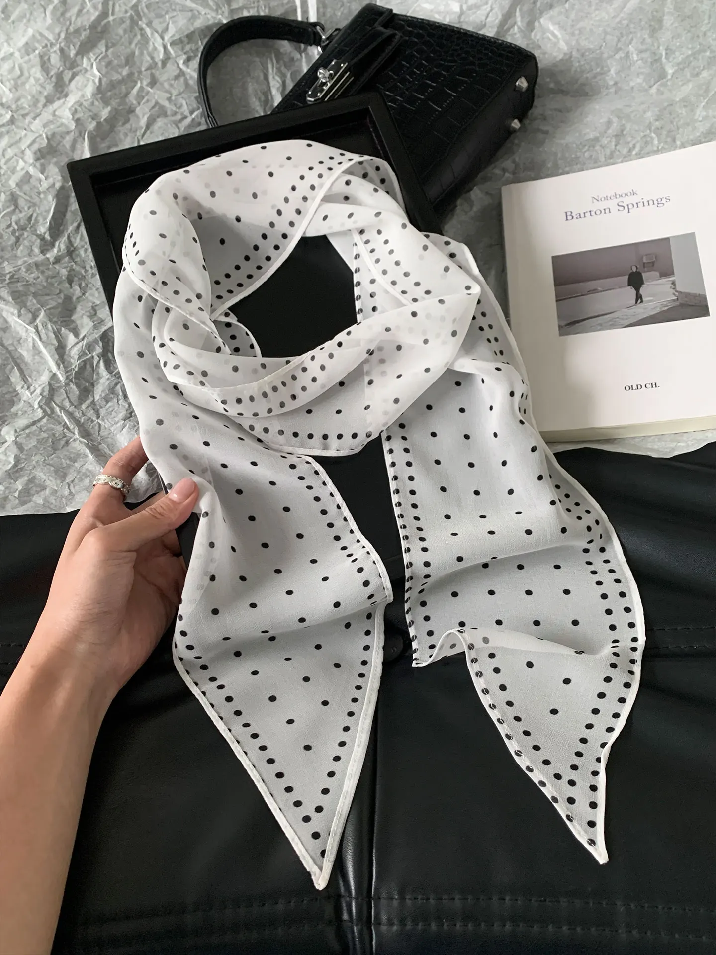 Retro Polka Dot Long Scarf Women's Loose Necktie Versatile Elegance Drifting Bandeau Accessory Summer 2026 New Style Casual Wear