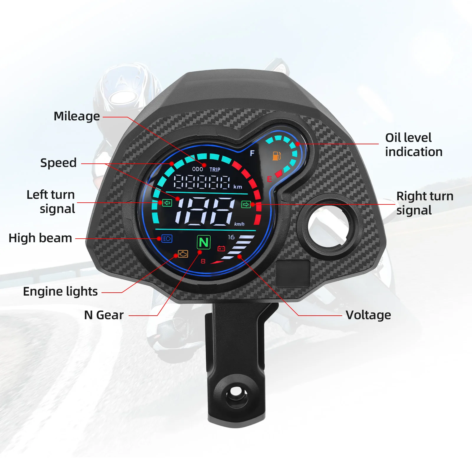 SS Motorcycle Speedometer Instrument Waterproof Oil Level Indication Gauge LCD TRIP ODO KMH Odometer For Honda Navi 110 Navi110