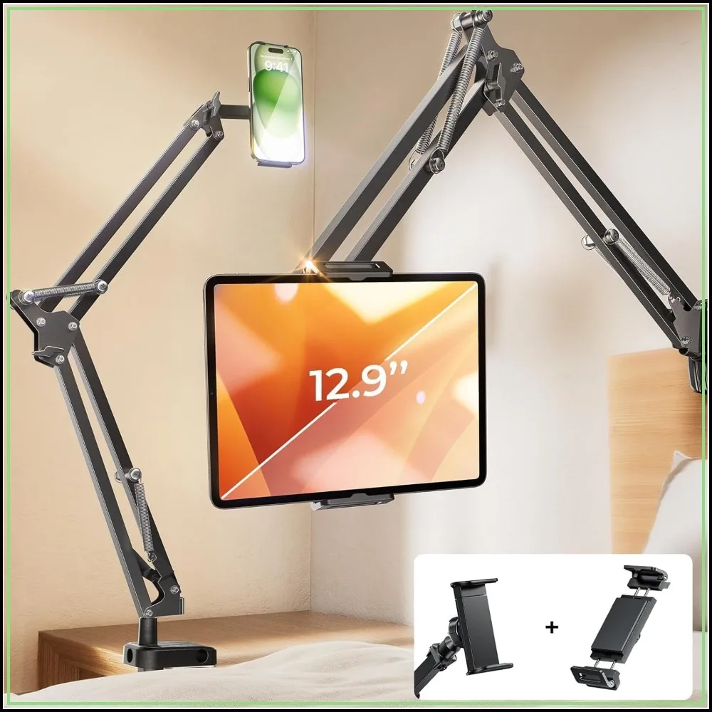 

Ultra Sturdy Tablet Stand with 2 Clamps for Desk, Fits 4-13" Devices, Black