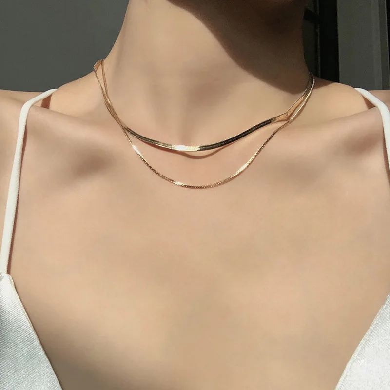 Luxury Designer Choker Double Layer Snake Bone Chain Necklace for Women Hip Hop Collar Neck Chain Wedding Statement Jewelry Gift