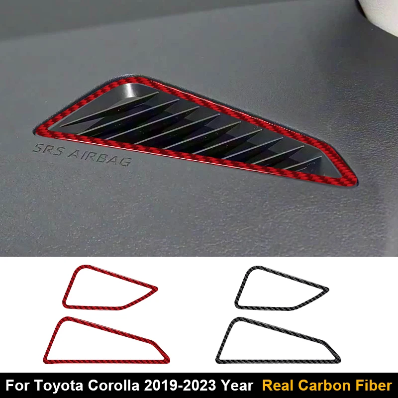 Real Carbon Fiber Car Dashborad Side Air Vent Out  Frame Decoration Sticker For Toyota Corolla 2019-2023 Interior Accessories