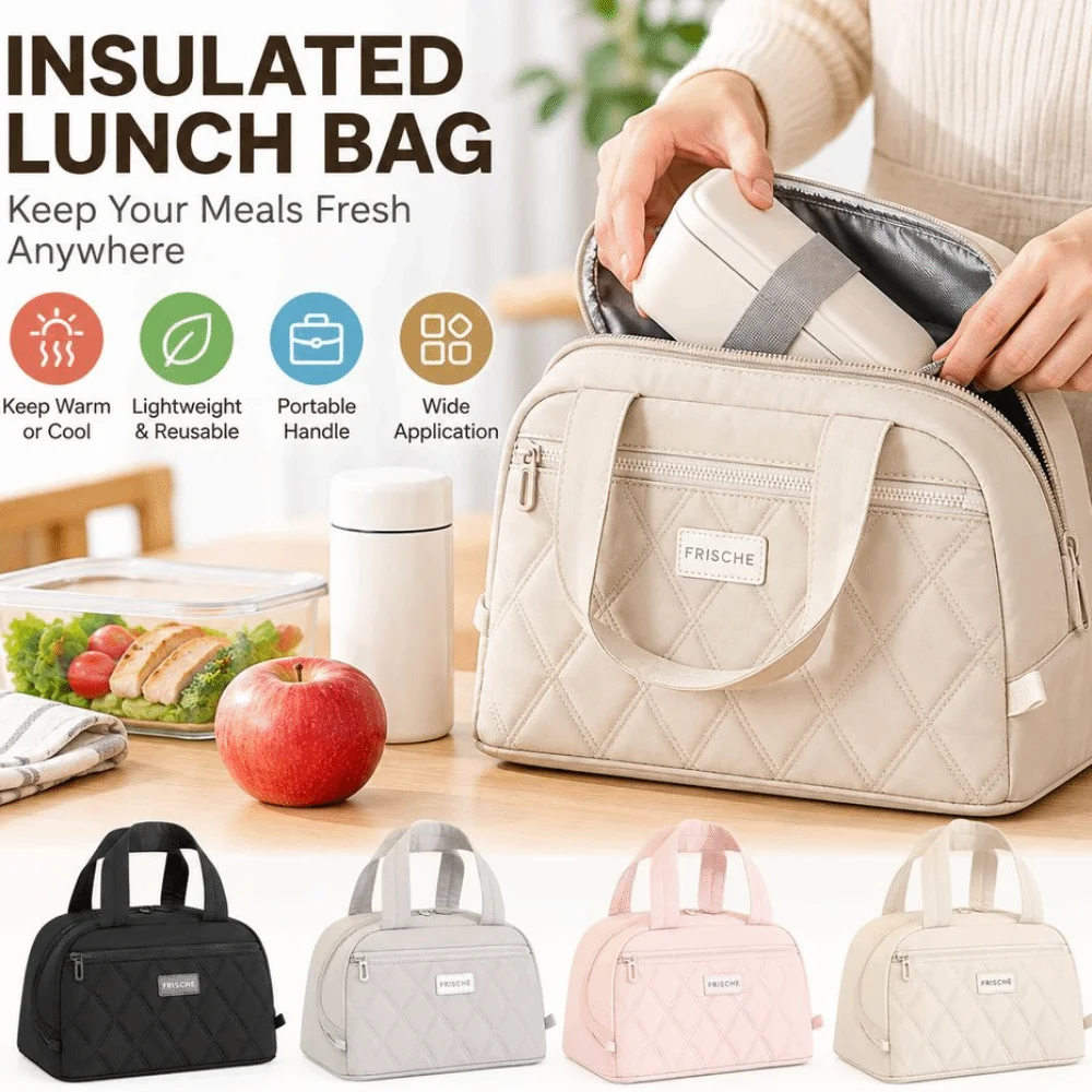 New Portable Insulated Lunch Bag Carrying Handle Heat Insulation Thermal Lunch Box Lightweight Meal Pack Work Lunch