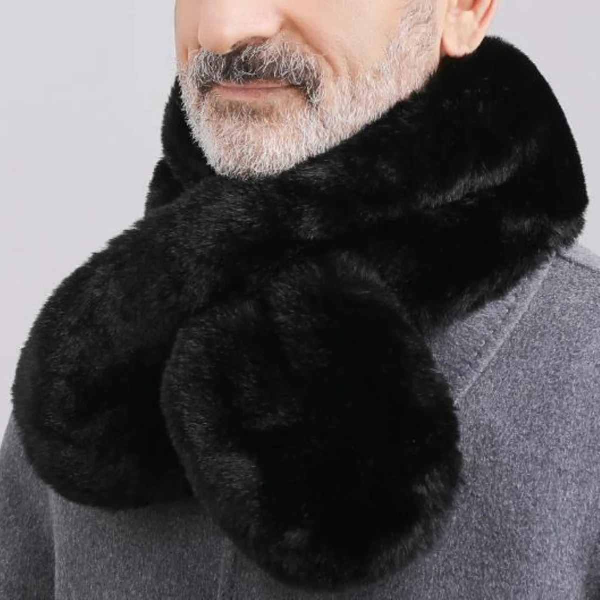 Men's Scarf Autumn Winter Thick Neck Warmth Cold Winter Fur Scarf Fur Neckwarmer for Men and Women Fur Ring Mufflers