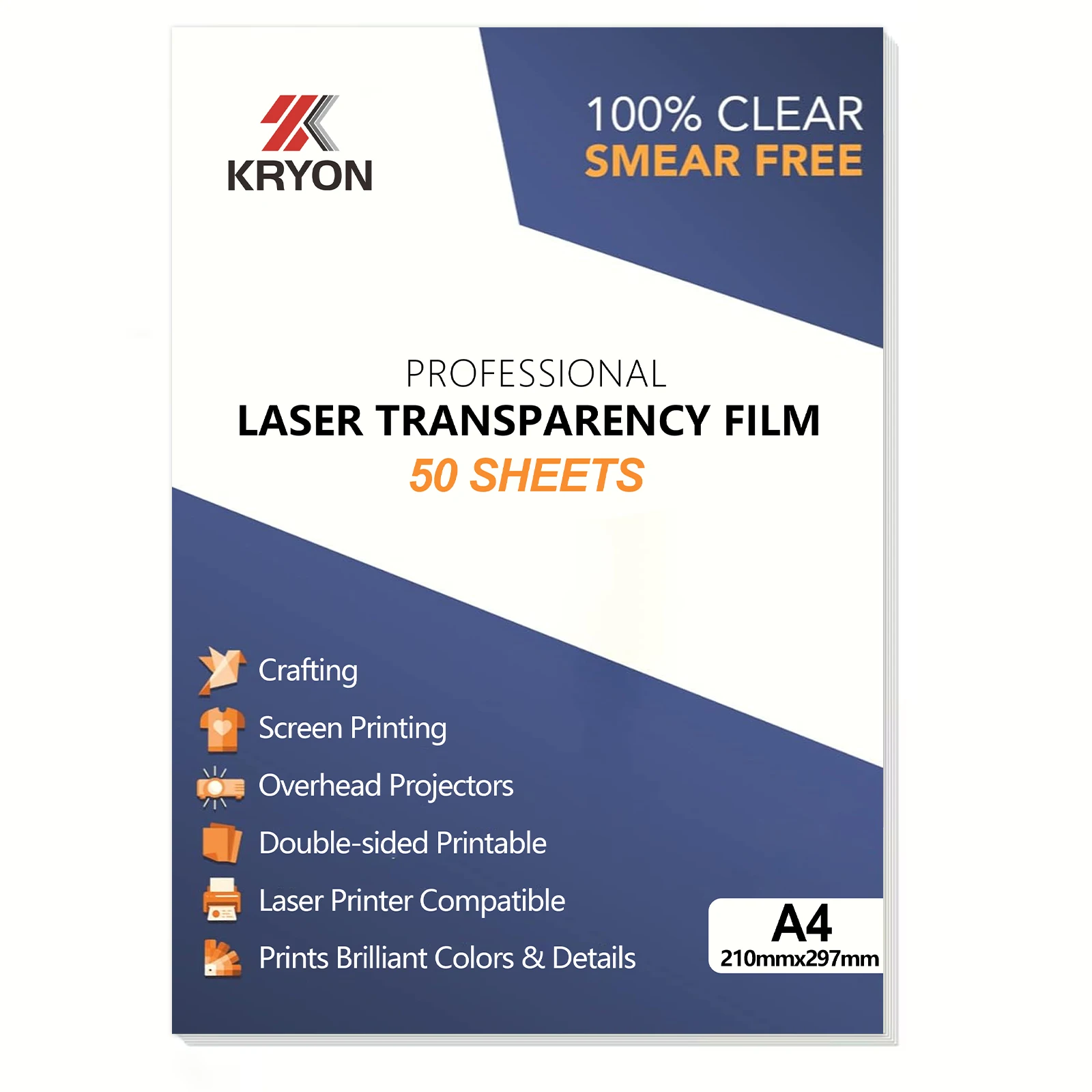 50 Sheets A4 Laser Transparency Film 8.3x11.7 In Transparent Paper Clear Overhead Projector Film 210x297mm for Laser Jet Printer