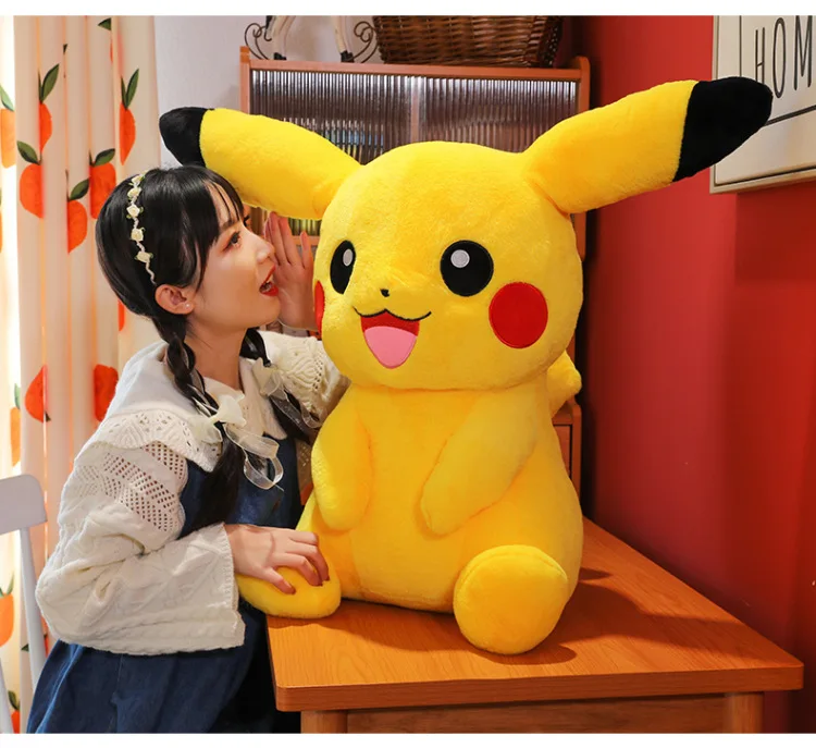 30-75cm Big Size Pikachu Plush Toy Cute Pokemon Pikachu Doll Super Soft Stuffed Pokémon Smile Pikachu Pillow Christmas Gifts Kid