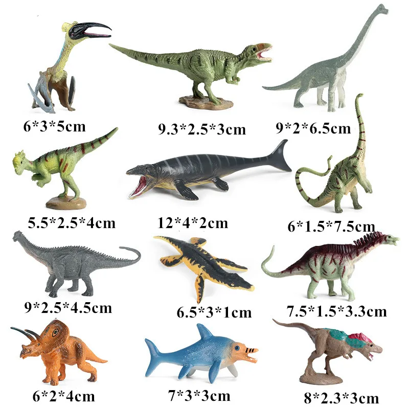 Oenux 12PCS Kleine Jurassic Dinosaurier Set Brinquedo T-Rex Velociraptor Spinosaurus Mosasaur Modell Action Figure Sammlung Kind Spielzeug – Detail 9