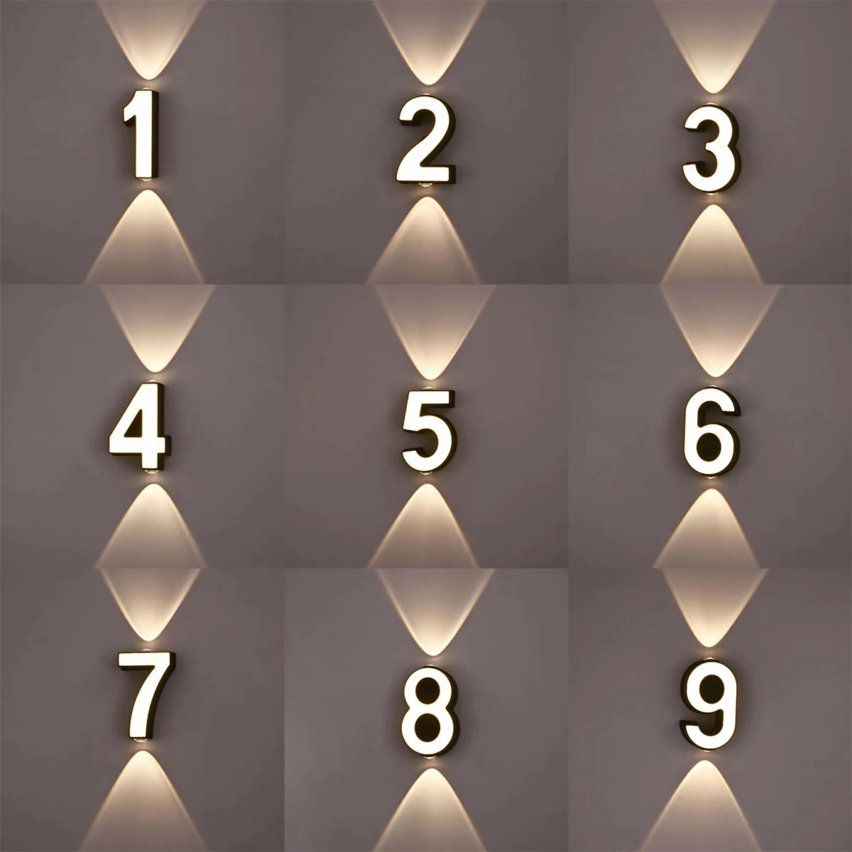 7W LED Wall Lamp Waterproof Warm White Bright Front Door Wall Light House Address Signs Light Up Numbers Decorative Outdoor DIY