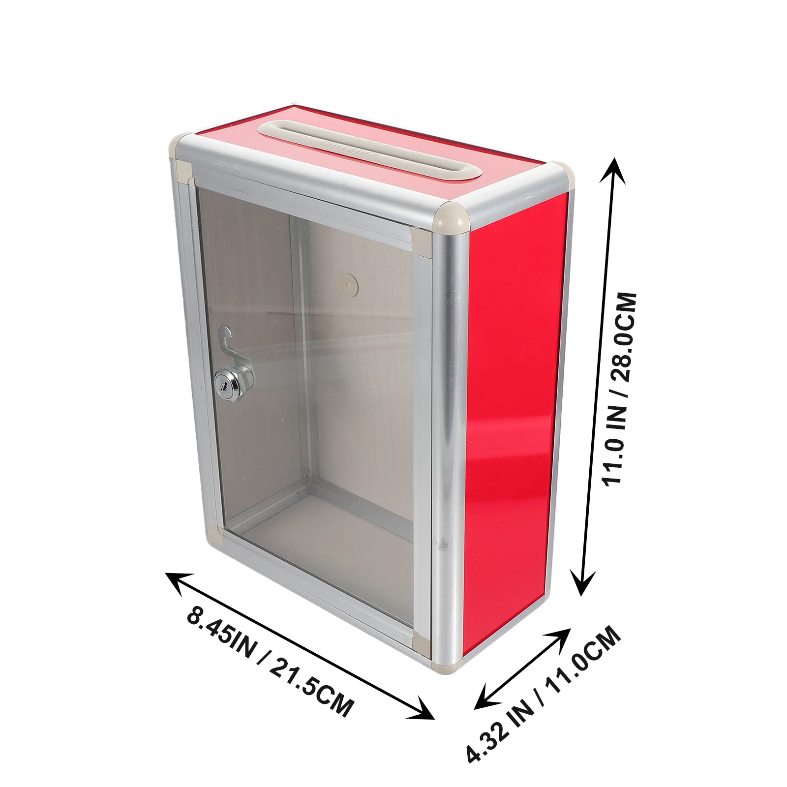 Red Suggestion Box Secure Lock Easy Mount Wall Table Office Supply Confidential Anonymous Comments Storage Holder