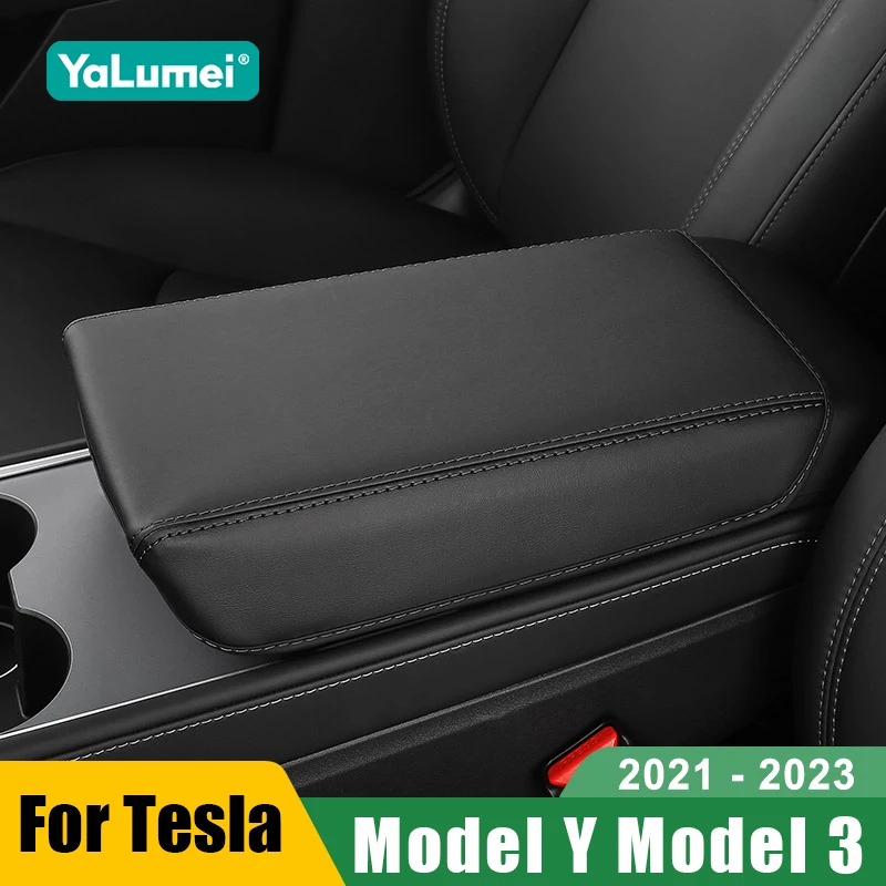 For Tesla Model Y 2021 2022 2023 2024 Model 3 2021 - 2023 Car  Armrest Box Cover Case Leather Trim Accessories