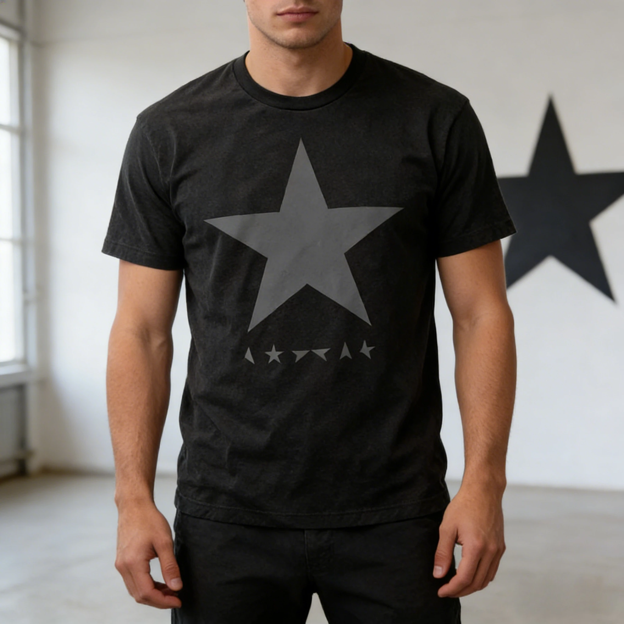 Camiseta de David Bowie Blackstar para hombre, camiseta de música de banda de Rock N Roll, nueva moda, camiseta informal negra de algodón de tendencia Vintage