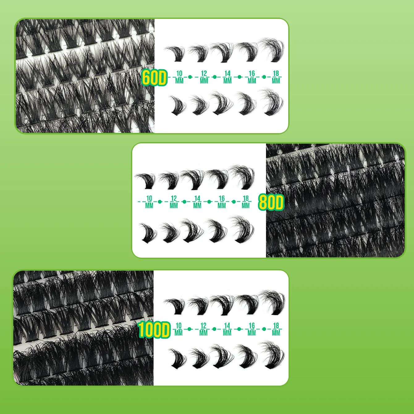 FAI DA TE 5D Fluffy Lash Cluster 60D/80D/100D Ciglia Spesse Cluster Ciglia Individuali Wispy 10-20mm Cluster Estensione Ciglia