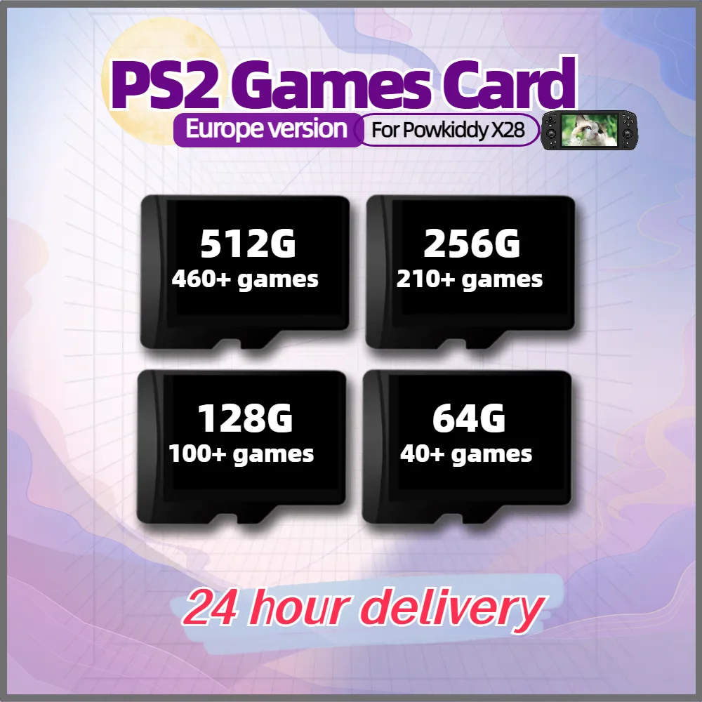 Powkiddy X28 PS2 Game Card Europe Version TF Box All Language Custom Memory Retro Handheld Classic portable 512G 256G