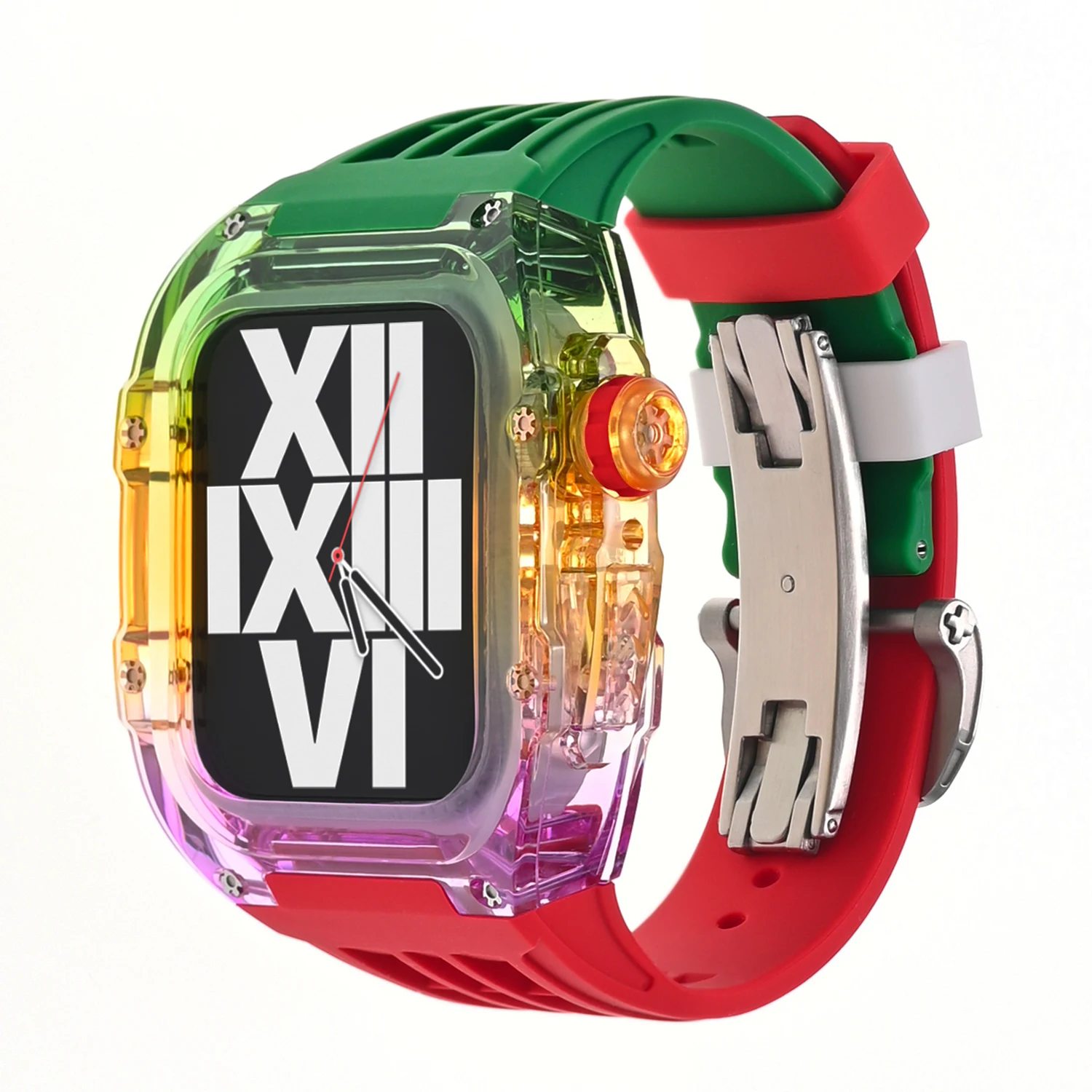 Cinturino di copertura per modifica sfumata Bling per Apple Watch 9 8 7 6 5 4 44mm 45mm Kit Mod trasparente custodia sostituzione cinturino in Silicone