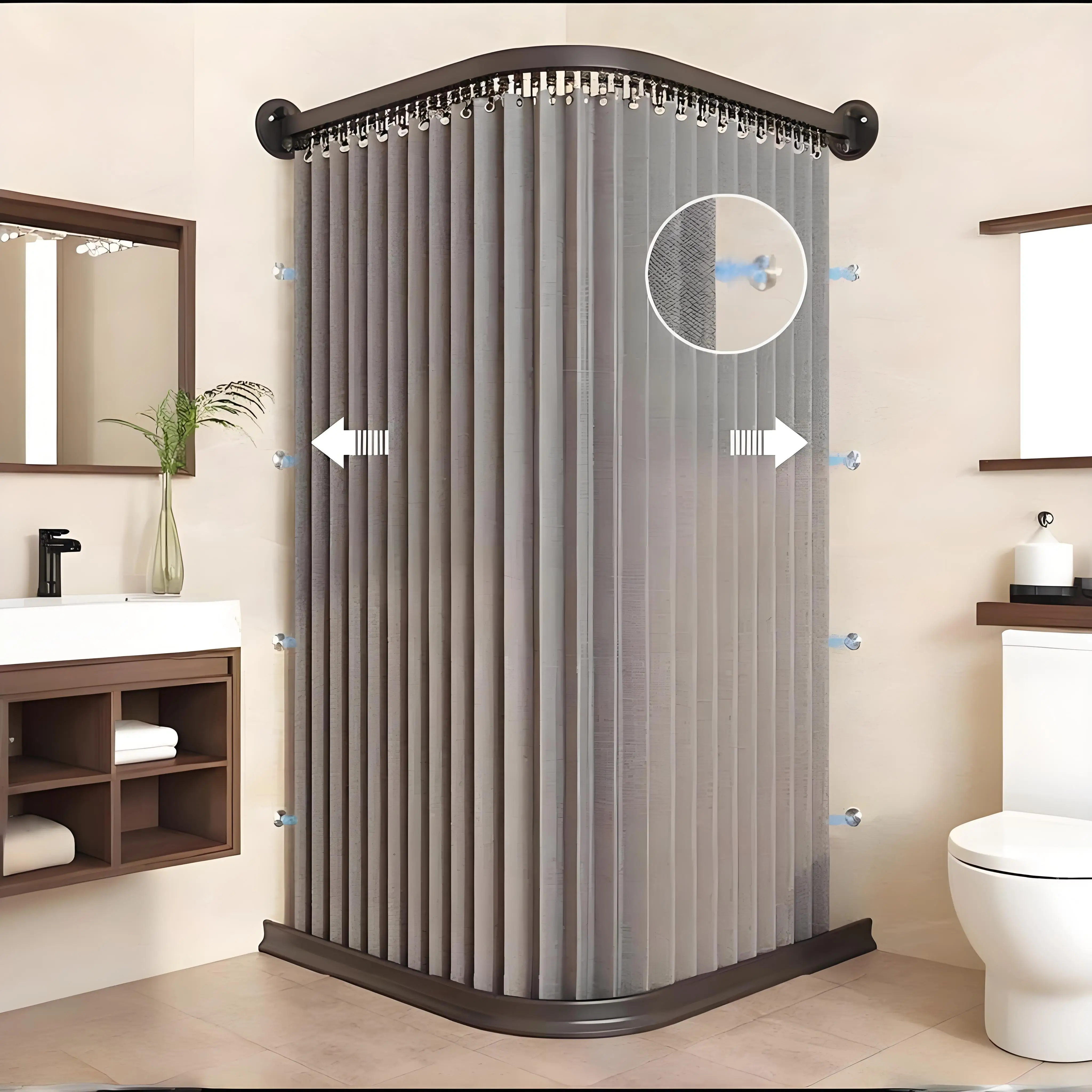 Retractable Folding Shower Curtain, Waterproof Bathroom Accordion Screen, Space Saving Foldable Partition for Small Bathtub