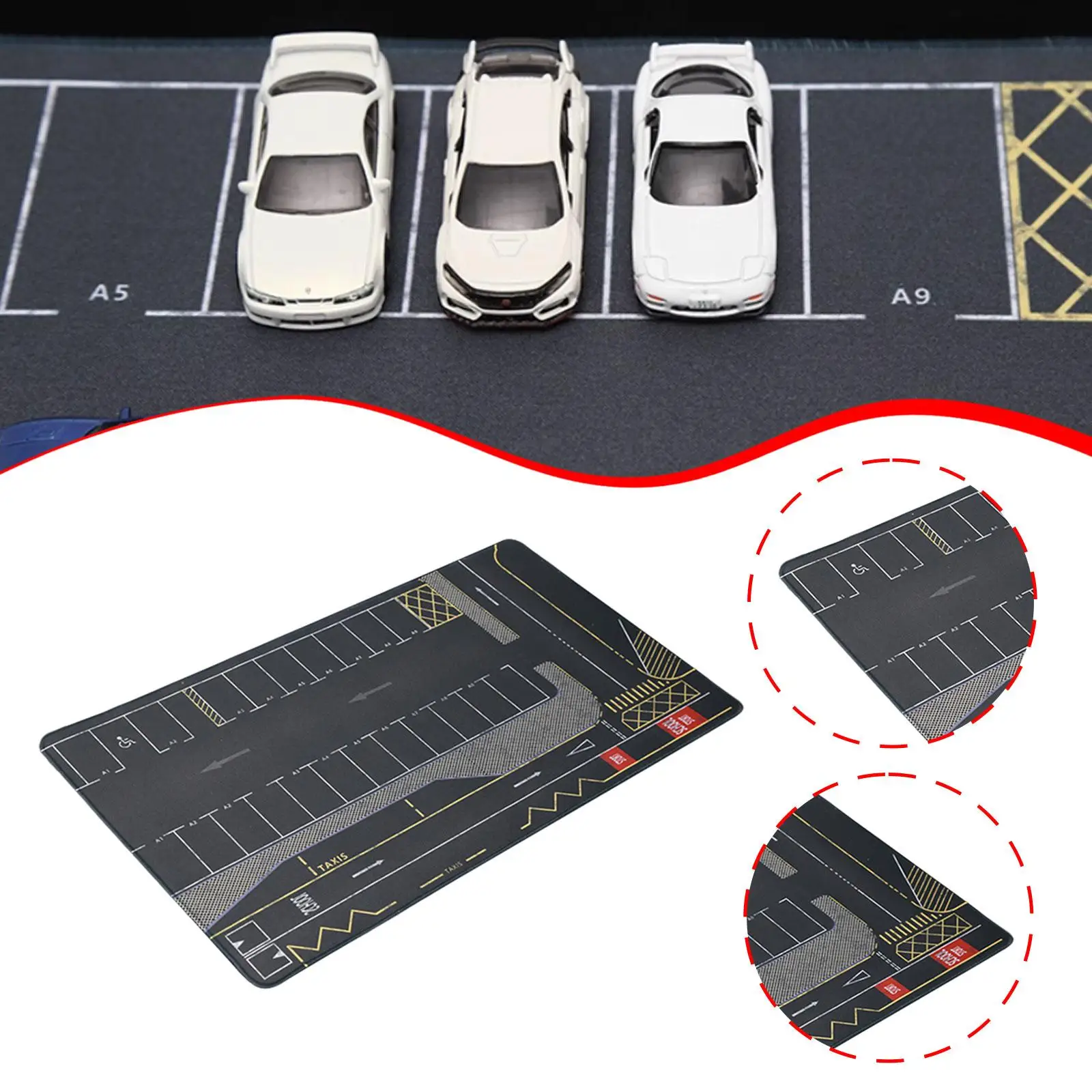 

Rollable Photography Backdrop Anti Slip Showcase Layout 1/64 Parking Lot Mat