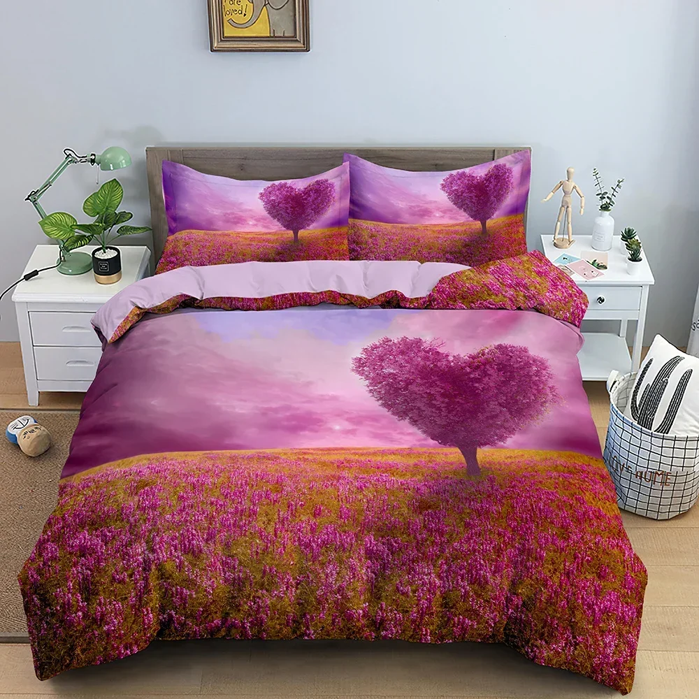 

Heart-shaped Tree Romantic Style Comfortable Duvet Quilt Cover Pillowcase Bedding Set Children Bedroom Decoration Home Textile