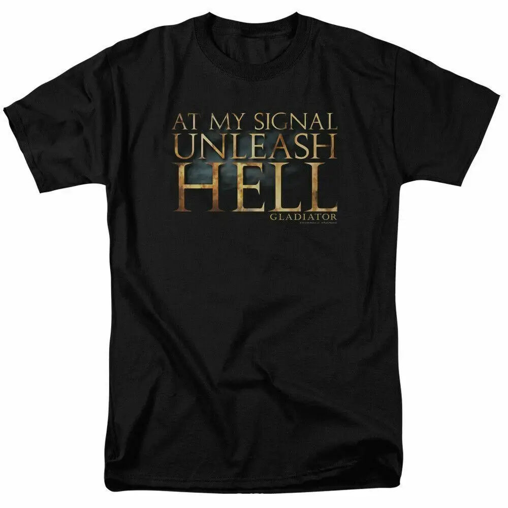 

Gladiator Unleash Hell T Shirt Licensed Historical Movie Classic Retro Tee Black