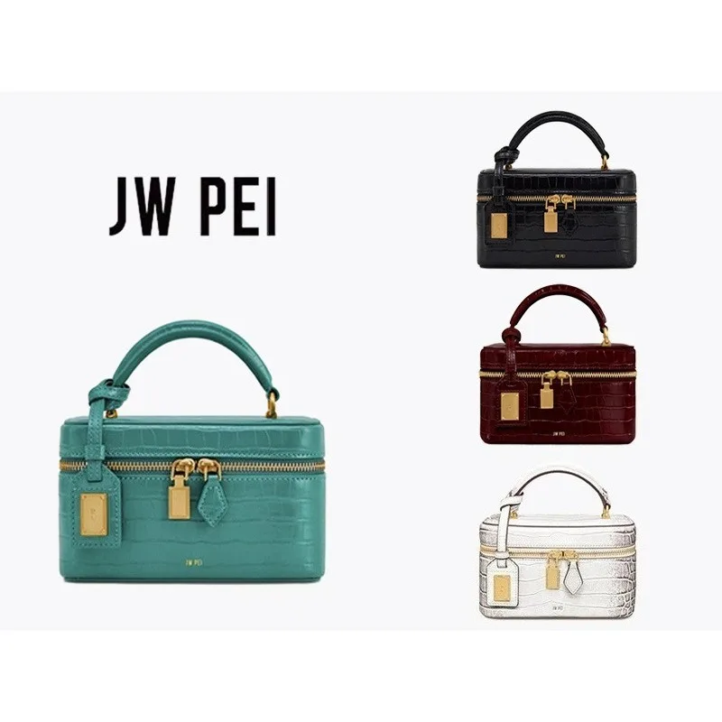 JW PEI Cleo Box Bag Crocodile-Pattern Designer Handheld Square Bag Women Handbag Shoulder Crossbody Casual Square Bag for Women