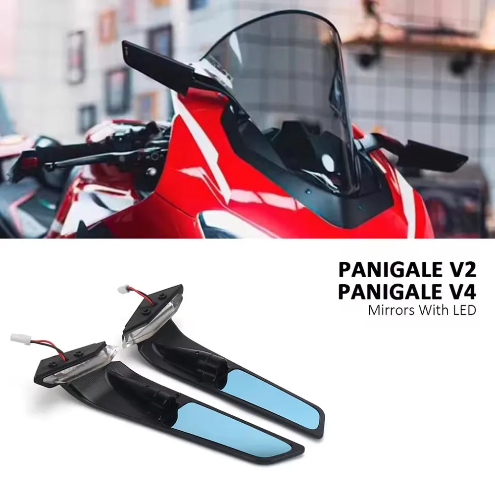 

For Ducati Panigale V2 2020-2023 PANIGALE V4 2019-2022 Motorcycle Rearview Mirrors with LED Rotating Adjustable Wing Mirrors