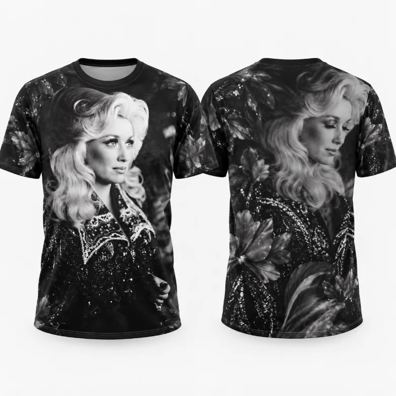 Retro Classic Country Music Performer Portrait Graphic Tshirt Unisex Men Women Black White Figure Print Casual Streetwear Top