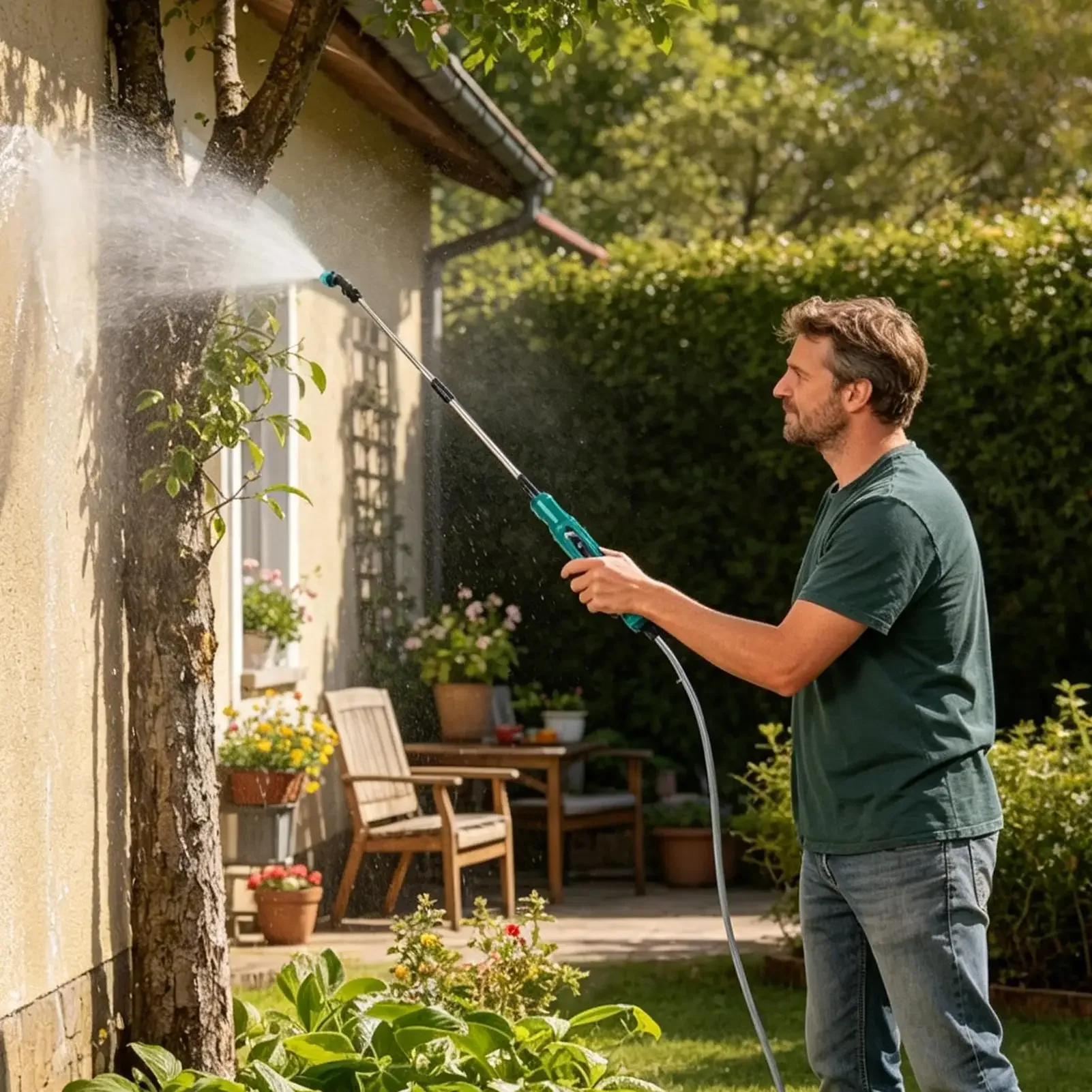 Rechargeable Sprayer Wand With 3 Adjustable Nozzles And Hose Portable Watering Sprayer Wand For Lawn Yard Patio Outdoor Flower