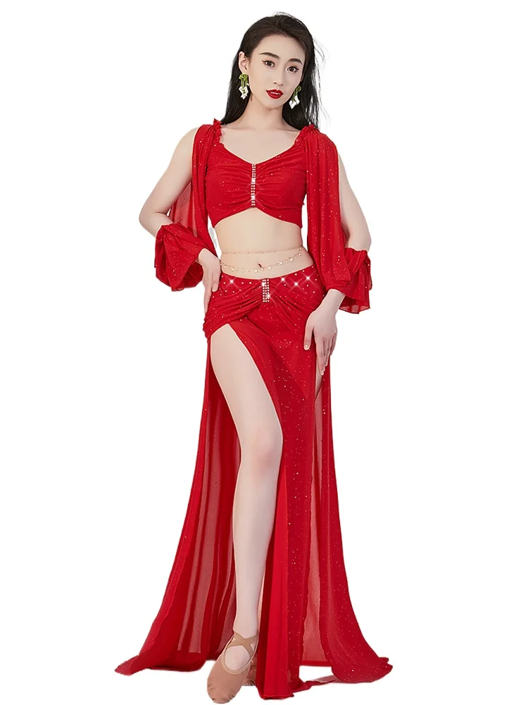 

2023 Original New Belly Dance Practice Skirt Suits Long Skirt Performance Sexy Oriental Dance Group Clothes DW258