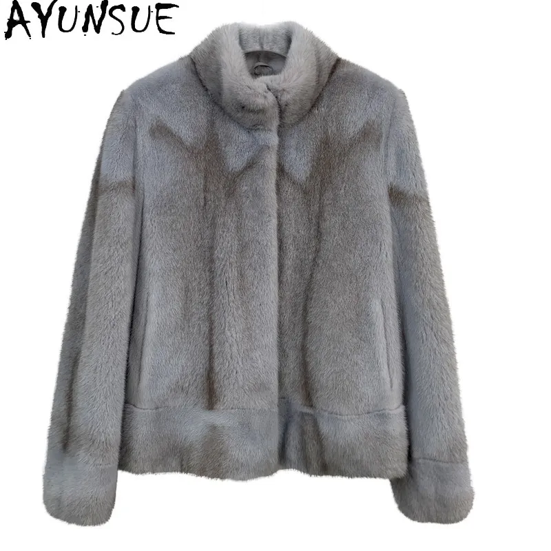 AYUSNUE Natural Mink Fur Coat Women Clothing Velvet Whole Mink Fashion Winter Jacket Woman Hoodie Mid-long Шуба Натуральный Мех