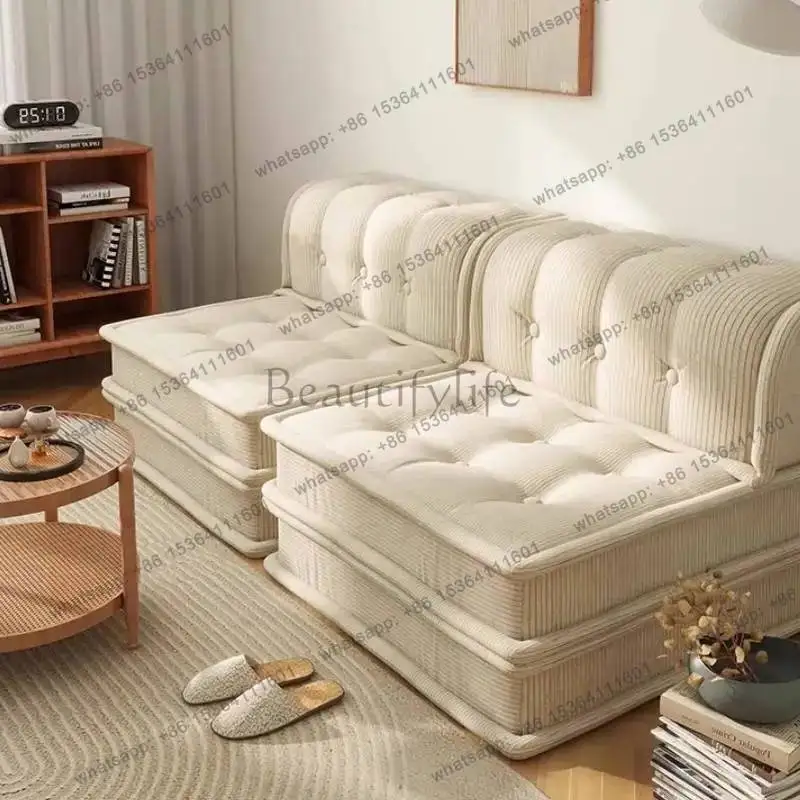 YJ Beige Luxury Living Room Sofas Aesthetic Designer Lazy Boneless Sofa Bed Lounge Modular Bedroom Schlafsofa Bett Furniture Hom