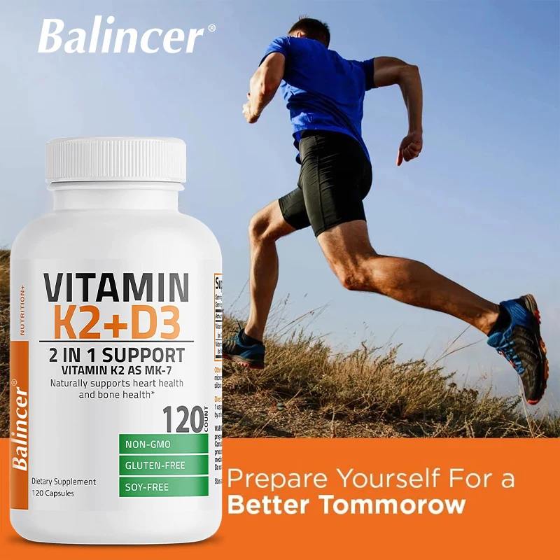 Vitamin D3 K2 Capsule MK-7, Regulates Calcium Metabolism, Supports Bone Heart Health, Immune System