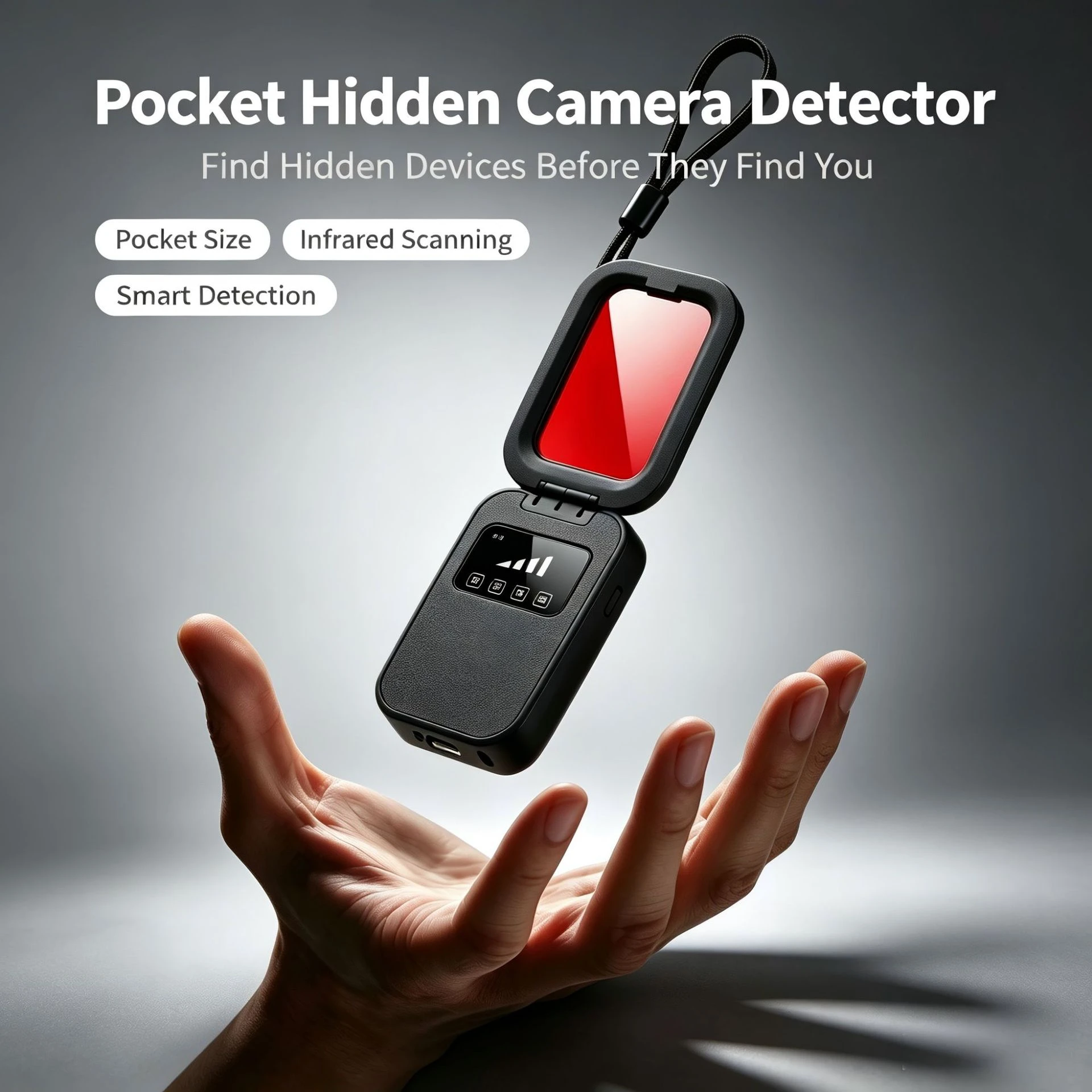 T05 Flip‑Open Lens Hidden Detector Portable Anti‑Peeping Camera Scanner Anti‑Eavesdropping Bug Detector for Hotel Travel Use