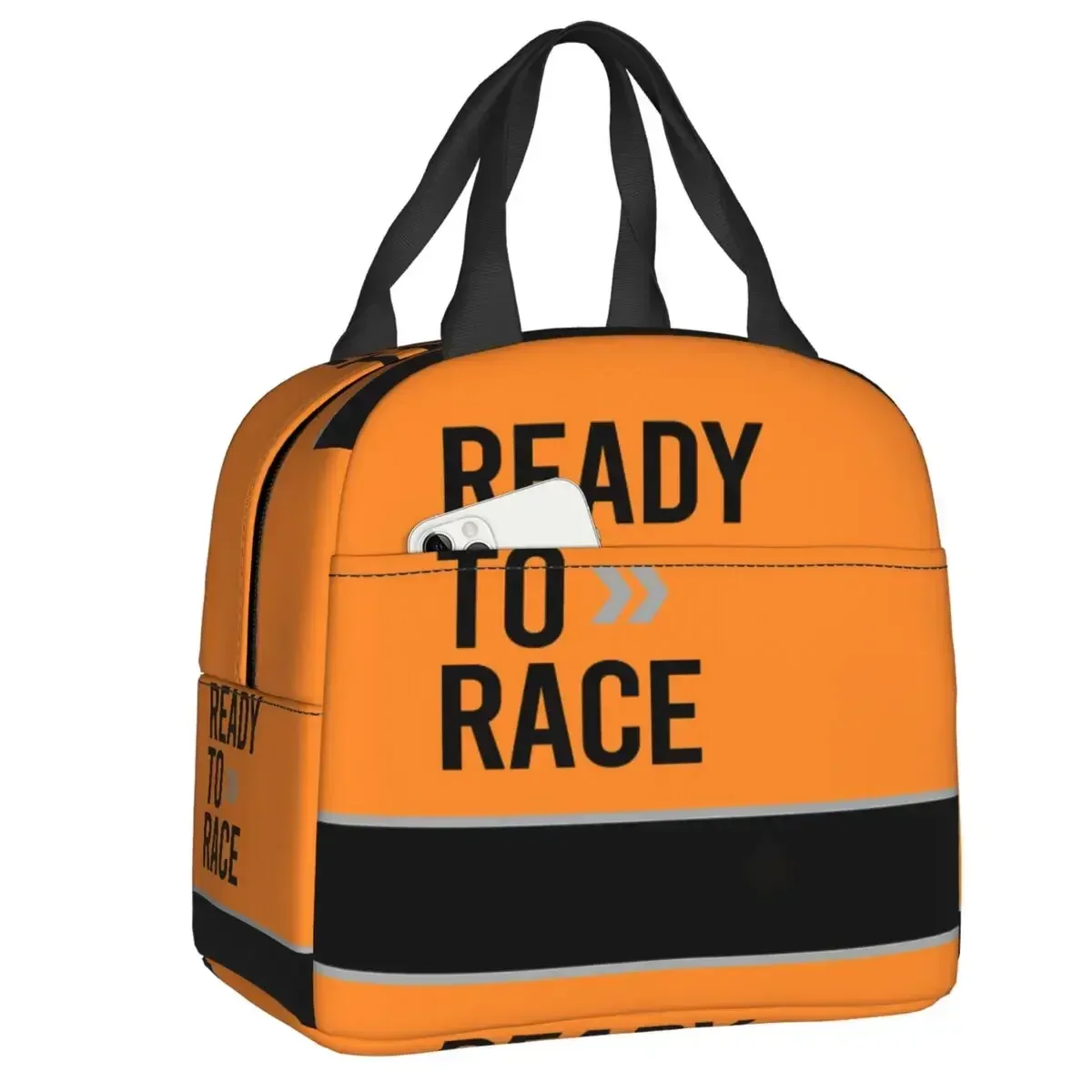 Ready To Race Logo Insulated Lunch Tote Bag Racing Sport Motorcycle Rider Portable Thermal Cooler Bento Box Work School Travel