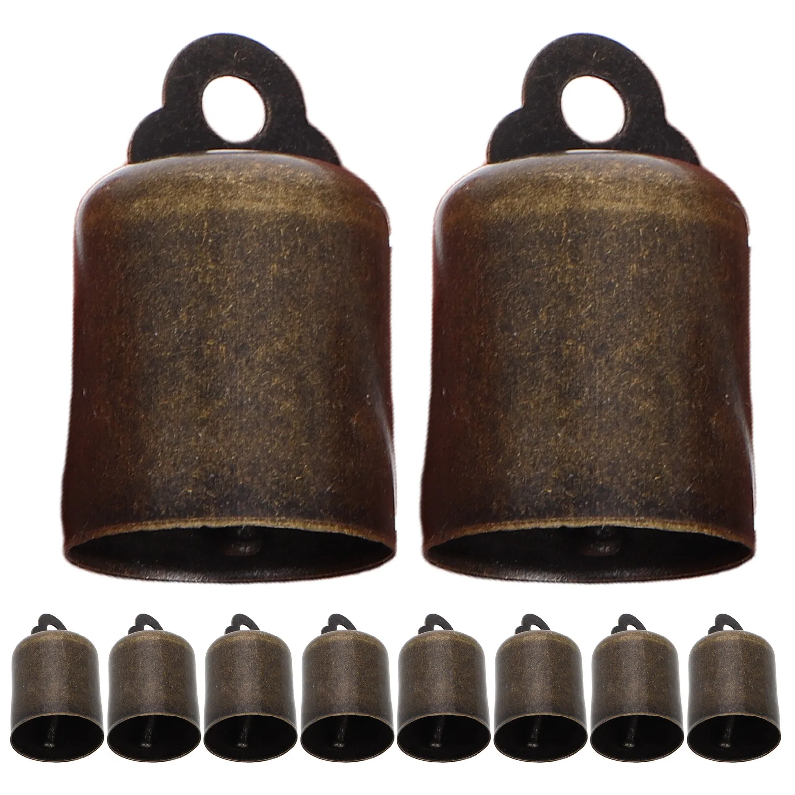 10Pcs Unbreakable Iron Straight Small Jingle Bells for Holiday Decor Farmhouse Wreaths Wind Chimes Hanging Ornament
