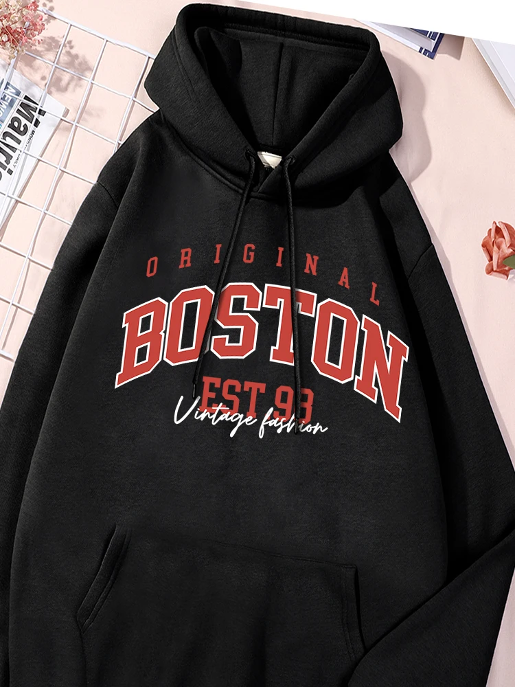 

Boston Est 98 Printing Women Sweatshirts Versatile Fleece Sportwear O-Neck Casual Sport Shirts Personality Oversized Clothing