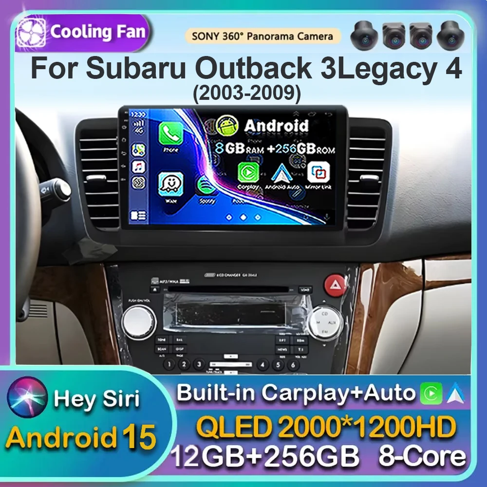 

Автомобильный мультимедийный видео-радиоплеер для Subaru Outback 3 Legacy 4 2003-2009, беспроводной Android15, авто CarPlay, 8 ядер, GPS-навигация