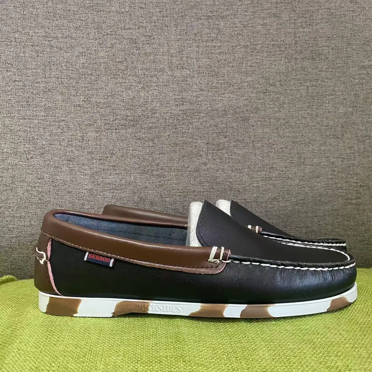 Sebago-Chaussures Docksides authentiques pour hommes, cuir