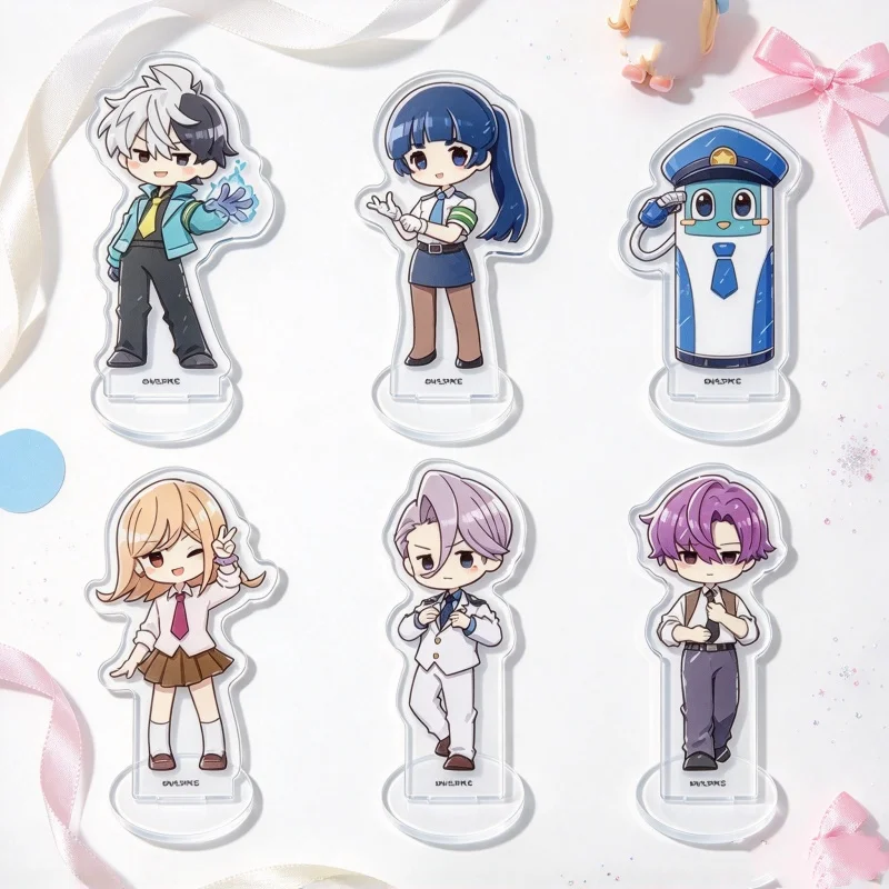 Desktop Ornament Anime Super Psychic Policeman Chojo 6CM Acrylic Standing Sign Keychain Meguru Chojo/Hajime Keinain/Nao Ippongi