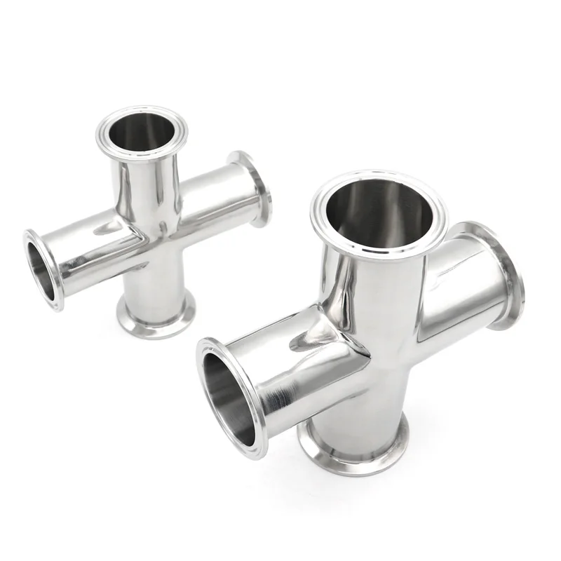19 25 32 38 51 63 76mmOD  Tri Clamp Cross 4 Way Polish SS304 Stainless Steel Sanitary Pipe Fitting Homebrew 3/4