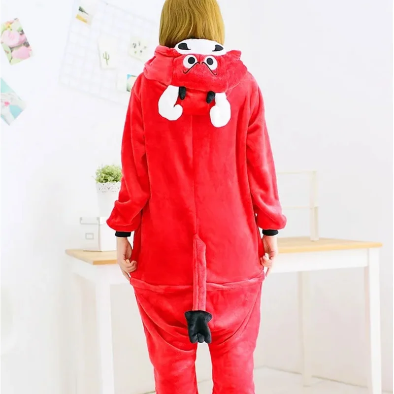2025 New Kigurumi Winter New Red Bull Onesies Costume For Women Pyjama Pajamas Flannel Hooded Clothing Home Animal Onesie ☆ ☆ ☆