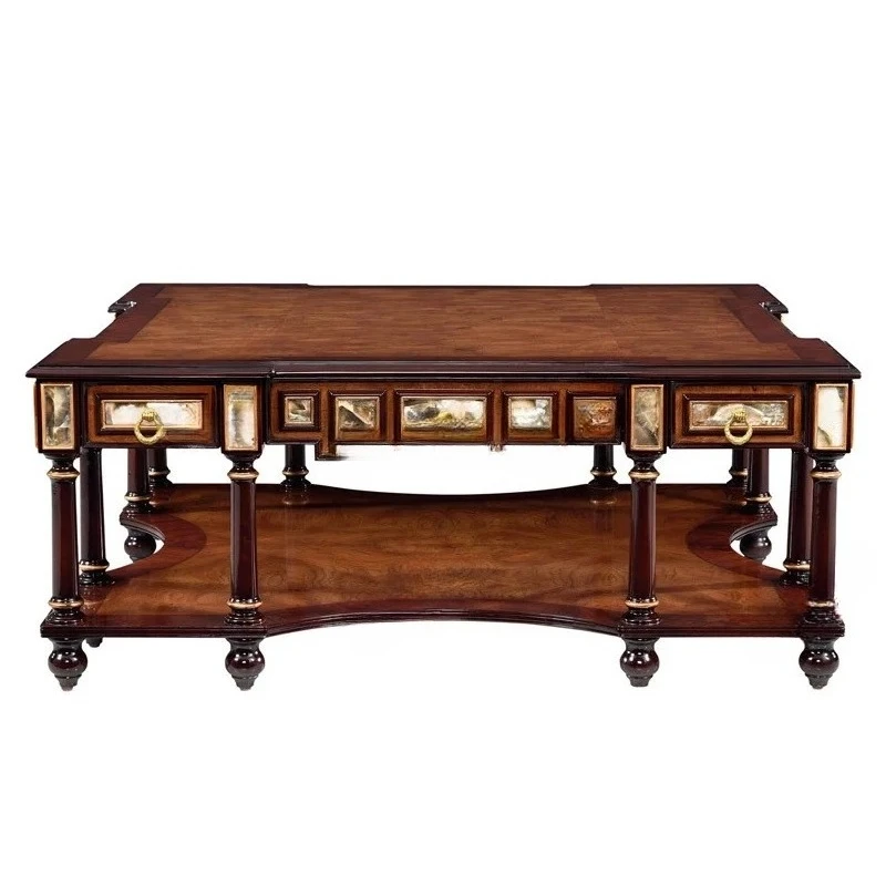 

Villa solid wood inlaid shell square table with shell neoclassical coffee table