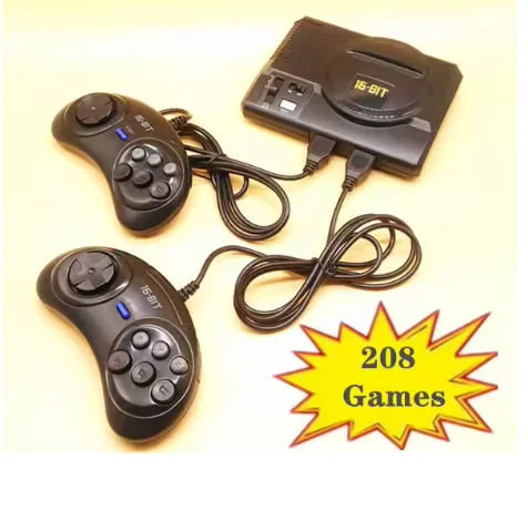 Super Mini 16-bit Video Game Console 208 Built-in Classic Games Home Retro Console with Wired Gamepad for MD208